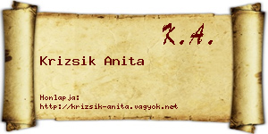 Krizsik Anita névjegykártya