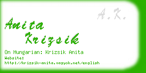 anita krizsik business card